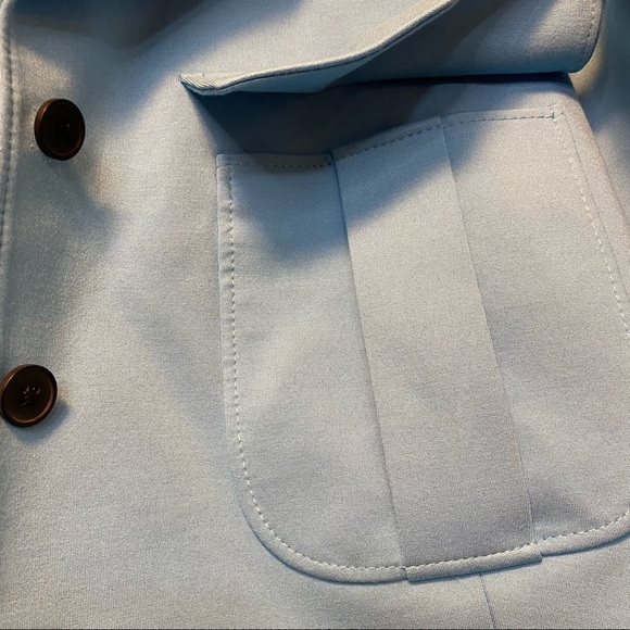 Anne Klein Light Baby Blue Button Front Cropped Moto Jacket Sz Large - Picture 6 of 11